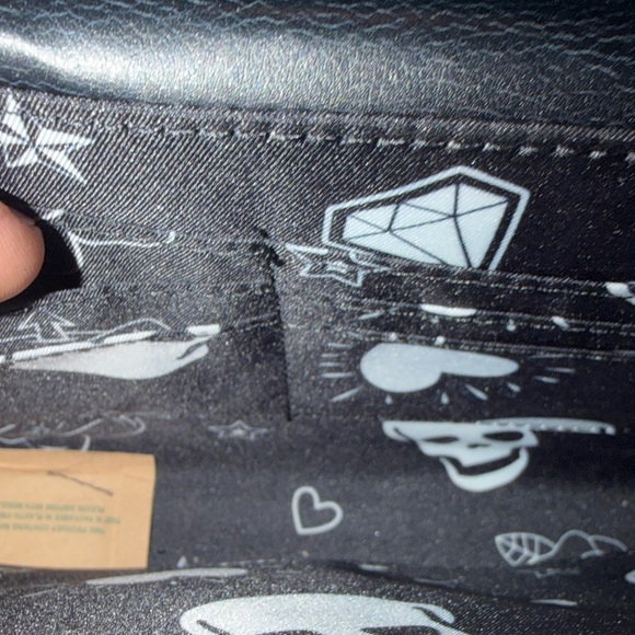 Betsey Johnson Black Crossbody Bag with White Hearts - Picture 7 of 10